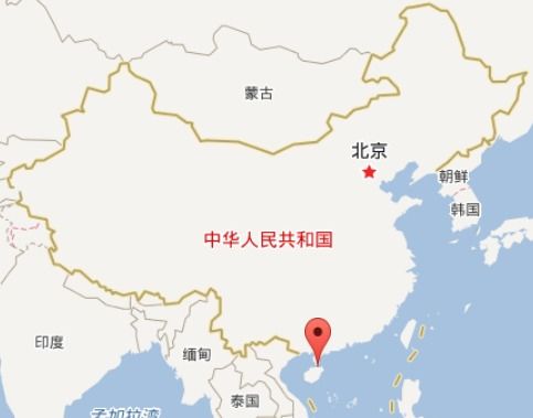 海口处于中国地图上的哪个位置 