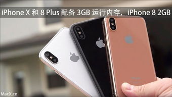 iPhone X和8 Plus配备3GB运行内存,iPhone8内存2GB