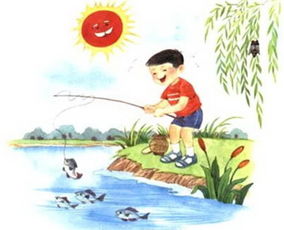 一年级暑假看图写话 钓鱼 