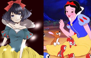 当迪士尼公主变成日本动漫画风,爱丽丝超可爱,白雪公主有点逗
