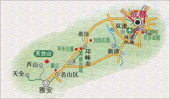成都天台山旅游地图(成都天台山游玩路线)