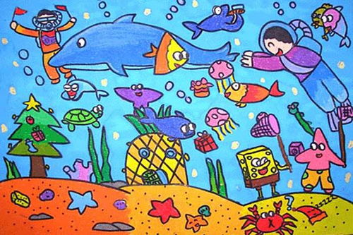 庆六一儿童画赏析 海底世界 