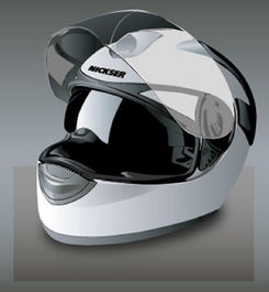 白色酷炫摩托车头盔模型图标psd素材模板