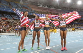 女子4X100米接力决赛 美国队夺冠 