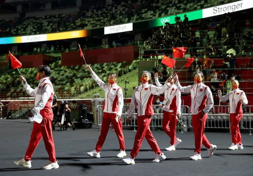 东京奥运会闭幕式举行 中国体育代表团入场