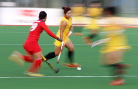 曲棍球中国女队平日本 比赛中带球突破 