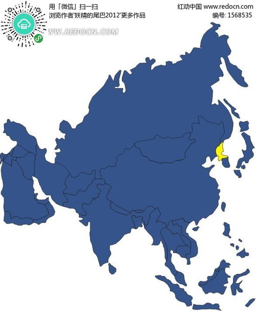 亚洲矢量地图上的朝鲜矢量图EPS免费下载 办公学习素材 