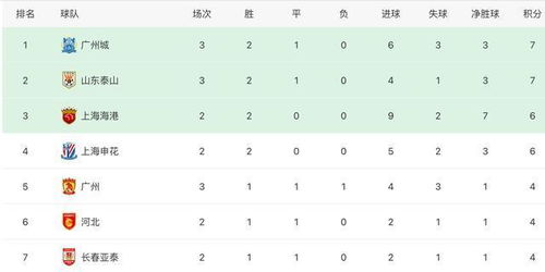 中超最新积分榜排名 7队难求一胜,广州城位居榜首,国安垫底