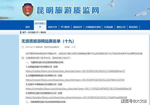 冒用云南省国际旅行社 昆明公布非法假冒旅游网站黑名单