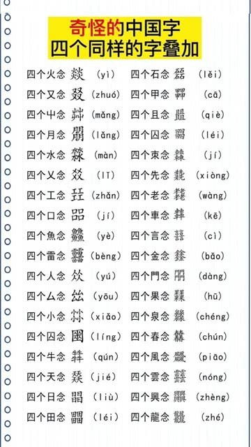 奇怪的中国字,四个同样的字叠加 